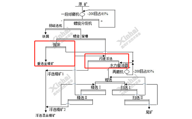 金氧化原生混合矿重选+闪速浮选工艺