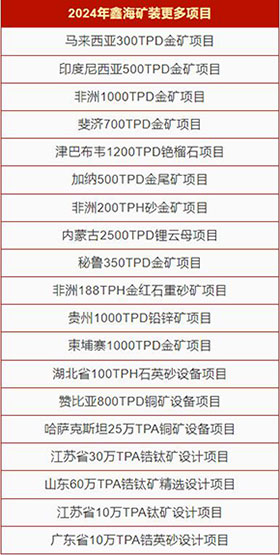 2024年鑫海矿装部分选矿项目